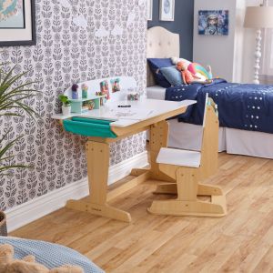 Grow Together™ Pocket Adjustable Desk with Hutch and Chair - Natural